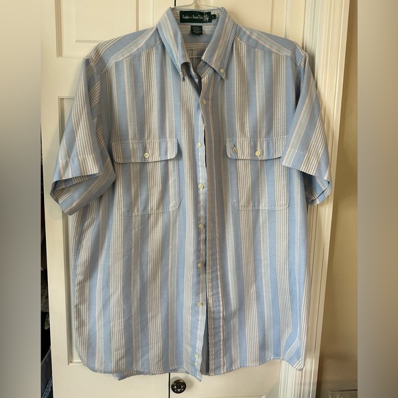 Men’s Knights of Roundtable Short Sleeve Striped Button Down Shirt Size Large - Picture 1 of 7